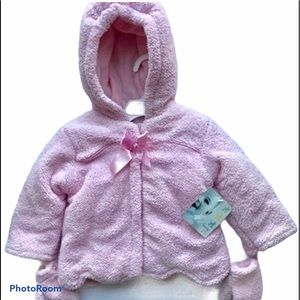 NWT Warm Pink Baby Girls Jacket With Mittens